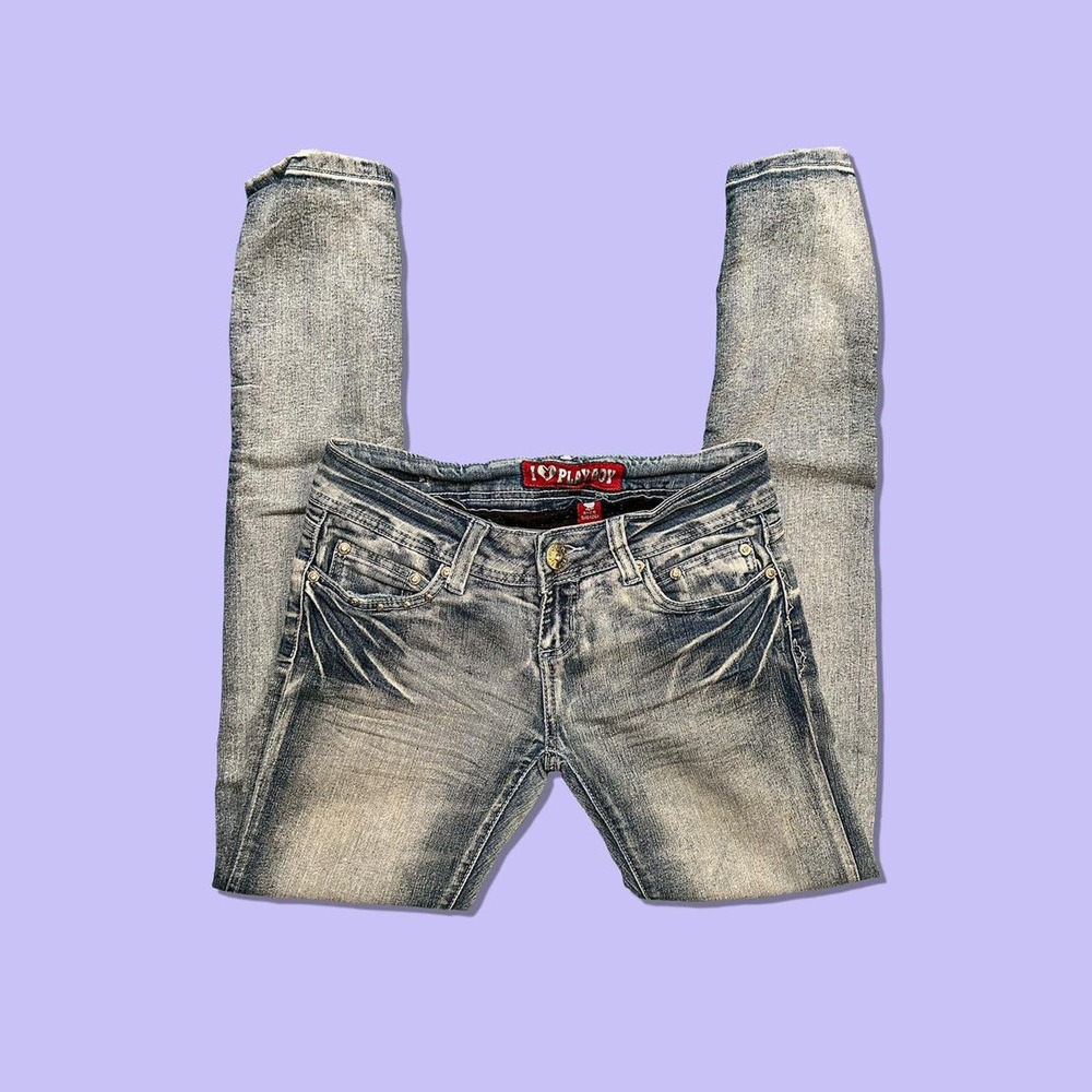 Playboy ruched acid wash skinny jeans